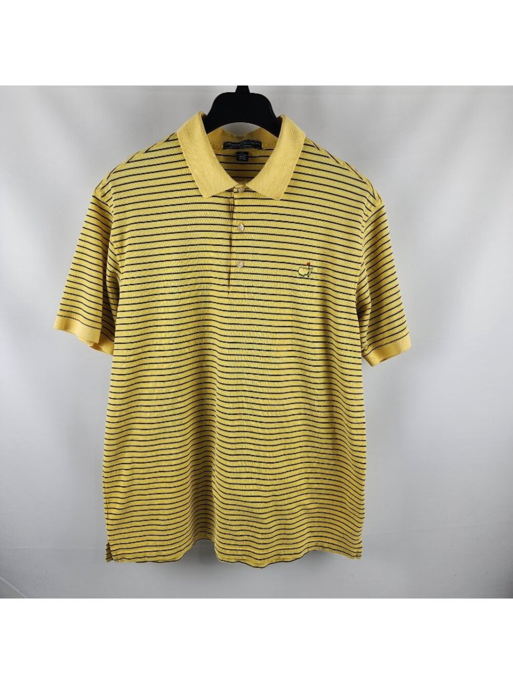 Masters Collection Shirt Mens XL Yellow Black Stripes 60s Two Ply Golf Polo